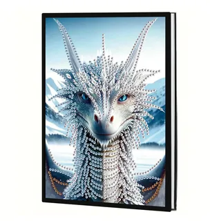 JICFDAO Diamant Painting Notizbuch A5 Blanko 14.5x21cm DIY Crystal Art Notizblock 5D Diamond Painting Notizbuch Kreatives Tagebuch Skizzenbuch für Büro Arbeit und Reisen Schreiben Lernen Drachen