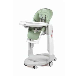 PEG Tatamia Follow Me Hochstuhl 3 in 1 ab Geburt: Hochstuhl, Liegefunktion und Wippe, 9 Höhenstufen, Doppelttablett, 6 Räder, Faltbar, 0–3 Jahre (0–15 kg), Sage