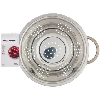 Fackelmann Nudelsieb Ø 20 cm, zum Abtropfen von Nudeln, Reis, Gemüse, Material Edelstahl mit Standfuß, spülmaschinenfest, Maße Ø 20 x 9,5 cm