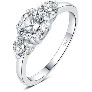 JewelryPalace Klassisch Rund 1.4ct Zirkonia Solitär Promise Ring Damen, Schmuck Set, Verlobungsring Damenring Silber 925 mit Stein für Frauen, Simulierte Diamant Jubiläum Eheringe Silberring 62