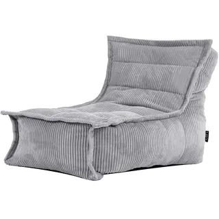 Icon Dolce Sitzsack Kinder, Grau, Flauschiger Cord Stoff, Sitzsack Cord mit Füllung, Bequemer Kinder Liege Sessel, Kuschelsessel, Lese Sessel, Schlafzimmer, Kinderzimmer, Spielzimmer