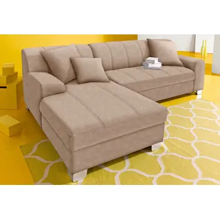 DOMO collection »Turah incl. Zierkissen, moderne Steppung, auch in Leder« wahlw. mit Bettfunktion, L-Form, B/T: 239/152cm, Unser Dauertiefpreis,