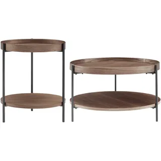 SalesFever Couchtisch »Chicago Couchtisch-Set rund 2-teilig mit 2 Ablageflächen« Set, 2 Stk. tlg. Moderner Wohnzimmertisch mit zusätzlichem Stauraum, braun