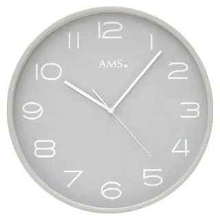 AMS 5521 Wanduhr Funk Funkwanduhr analog Holz grau - Silber
