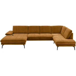 Dieter Knoll Wohnlandschaft , Cognac , Textil , U-Form , 344x208 cm , Fußauswahl, Stoffauswahl, Sitzqualitäten, seitenverkehrt erhältlich, Hocker erhältlich, Rücken echt, individuell planbar, haustierfreundlicher Bezug , Wohnzimmer, Sofas & Couches, Wohnlandschaften, Wohnlandschaften in U-Form