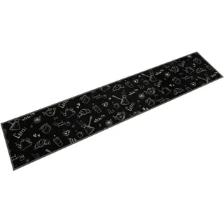 vidaXL Küchenteppich Waschbar Morgen Schwarz 60x300 cm Samt