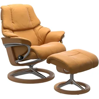 Stressless Relaxsessel Reno Leder/Mikrofaser 79 x 99 x 75 cm Gelb mit Signature Base
