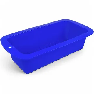 GMMH Silikon Brotbackform, Kastenform mit verzierenden Streifen, Antihaft Backform Kuchenform für Kuchen und Brot, 23x10x6 cm (Blau)