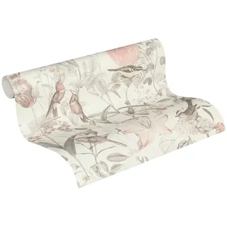 A.S. Création Vliestapete Exotic Life Tapete Tropisch Floral Natürlich 10, 05 M x 0, 53 M Grau rosa Made in Germany 372762 37276-2