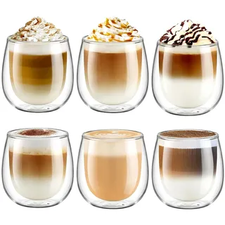 glastal 6x250ml Doppelwandige Kaffeeglas Cappuccino Latte Macchiato Gläser