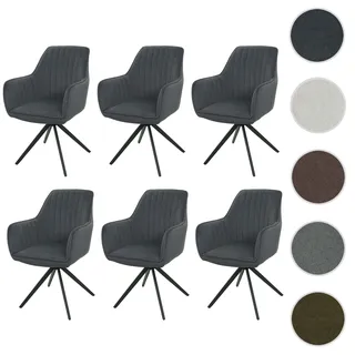 6er-Set Esszimmerstuhl HWC-L79, Küchenstuhl Lehnstuhl Stuhl Armlehnen, drehbar Auto-Position Stoff/T