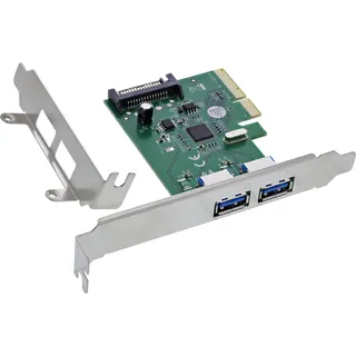 Inline Schnittstellenkarte 2X USB-A 3.2 Gen. 2 10 Gb/s PCIe x4 SATA Power Low-Profile Plug & Play Hot-Plug für Desktop PC, 76666N