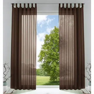 Gardinenbox Voile Gardine Schlaufenschal 225 x 140 cm Braun 2 St.