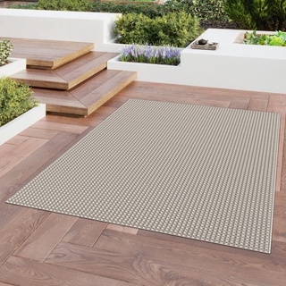 BALTA Outdoor Teppich, Flachwebteppiche ideal für draußen auf der Terrasse oder drinnen im Wohnzimmer - Schlafzimmer, Machinegewebt mit Jute Effekt, Polypropylen, 200x290 cm, Dunkelgrau - Beige