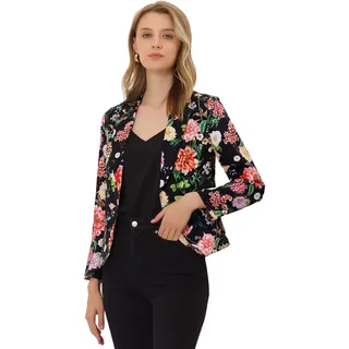 Allegra K Damen-Blazer mit offener Vorderseite, für Büro, Arbeit, Geschäft, Freizeit, Sommer, bauchfrei, leicht, S