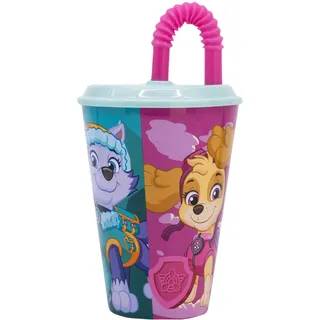 Stor Wiederverwendbarer Kinderbecher mit Deckel und Strohhalm, 430 ml, Paw Patrol Girl