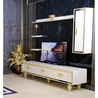 TV-Ständer mit Wandregal Moderner JVmoebel - Weiß