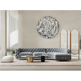 Chesterfield Sitz Design Couch Lounge Sofas Textil Ecksofa L-form Wohnlandschaft - Grau