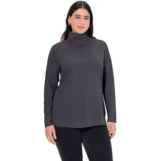 Ulla Popken Damen Basic-shirtrolli Rollkragenpullover, Anthrazit Melange, 50-52 EU