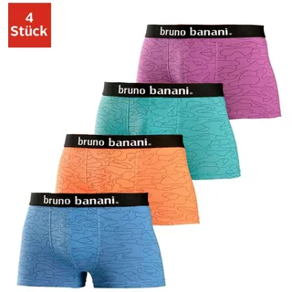 Bruno Banani Hipster, (Packung, 4 St.), knapp sitzende Boxershorts in uni oder gemustert aus Baumwollmischung, bunt