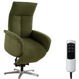 CAVADORE TV-Sessel Juba mit Akku / Pflegeleichter Fernsehsessel mit Aufstehhilfe + elektrisch verstellbarer Relaxfunktion / 2 E-Motoren / 75 x 112 x 82 / Soft Clean Bezug, Grün