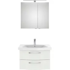 Bild Badmöbel-Set »6005 Sprint 2-teilig, Keramik-Waschtisch mit LED-Spiegelschrank«, (2 St.), Waschplatz 82 cm breit, inkl. Türdämpfer, 2 Türen, 2 Schubladen, weiß