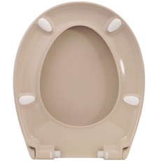 Bild von Calmwaters® Premium WC Sitz einfache Montage, Toilettendeckel bis 250 kg, Made in EU, antibakterieller Duroplast, Absenkautomatik, 2 Montage Optionen, abnehmbar, Klobrille, oval, Beige-Bahamabeige