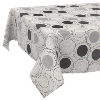 Tischdecke aus Stoff Textil abwaschbar Tischwäsche Tischtuch Baumwolle Polyester Circles Grey Rund 140cm In-/Outdoor Tischdecke