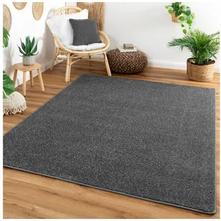 Steffensmeier Kurzflor Teppich Cambridge, Wohnzimmer, Schlafzimmer, in Anthrazit, Größe: 200x200 cm