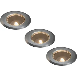 3 Stk Mini LED Bodenspots Edelstahl Ø7cm Einbaustrahler für Garten & Terrasse