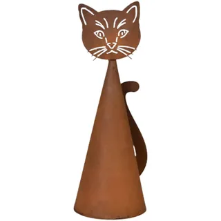 Rostikal Zaunhocker Katze – Edelrost Gartendeko Figur handgefertigt – Stilvolle Metall Deko im Landhausstil für Gartenliebhaber - hochwertig und wetterfest für Ihren Garten