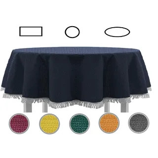 EXKLUSIV HEIMTEXTIL Gartentischdecke mit Fransen Classic 140 x 180 cm Blau