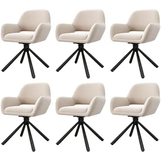 Flieks Esszimmerstuhl 6 Stück Drehbar Samt Beige, Armlehne Modern , Textil , 50x80x60 cm , Esszimmer, Stühle, Armlehnstühle