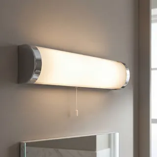 Licht-Erlebnisse Wandlampe Bad IP44 Glas Zugschalter 2-flammig E14 B:40 cm