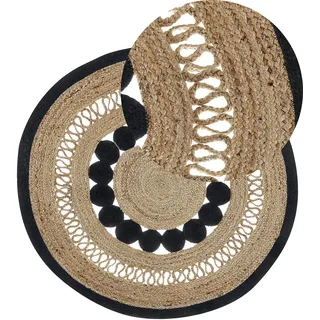 Beliani Teppich beige ø 120 cm Jute