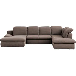 Livetastic Wohnlandschaft , Taupe , Metall , Ottomane rechts, U-Form , 353x212 cm , Made in Eu , Hocker erhältlich, Rücken echt, Armteil links , Wohnzimmer, Sofas & Couches, Wohnlandschaften, Wohnlandschaften in U-Form