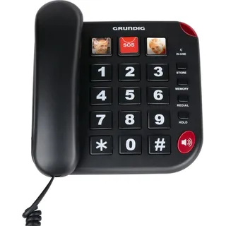 Grundig Senioren Festnetztelefon – Mit Großen Tasten, Notruftaste und Fototasten – Lautes Klingeln – Telefon mit Kabelanschluss – Für Ältere und Sehbehinderte geeignet - Schwarz