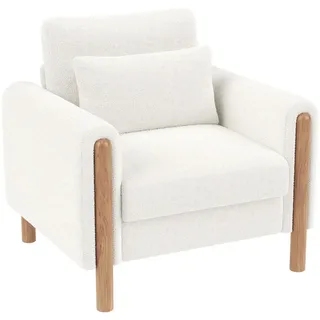 Redom Loungesessel Lammfell-Optik mit dickem Sitzkissen 87/83/88,5 cm Weiß , Textil , 83x88.5x87 cm , Wohnzimmer, Sessel, Polstersessel