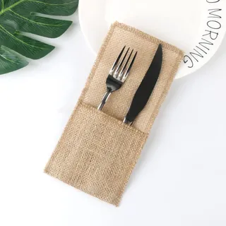 12 Stück Jute Bestecktaschen Weihnachten, 11*21cm Vintage Besteckbeutel Besteckhalter Sackleinen mit Spitze Hochzeitsdeko Tischdeko für Party Geburtstag, Kommunion Ostern,Hochzeit,Weihnachten