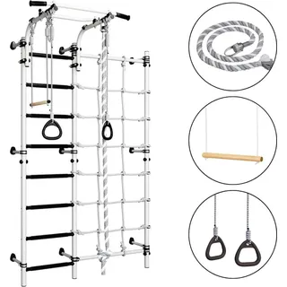 Sprossenwand kinderzimmer Next-3 silber-schwarz | Kletterwand | Turngeräte | Wandmontage - Weiß, Schwarz
