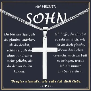 PDTU Geschenk für Sohn, Kreuz Kette an Meine Sohn Geschenke von Mama Papa, Liebes Geschenk zum Kommunion Geburtstag Abschluss Jahrestag Weihnachten
