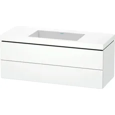 Duravit L-Cube Möbelwaschtisch c-bonded mit Unterbau wandhängend, 120x48 cm, 2 Schubkästen, ohne Überlauf, ohne Hahnloch, Farbe: Pine Silver Dekor