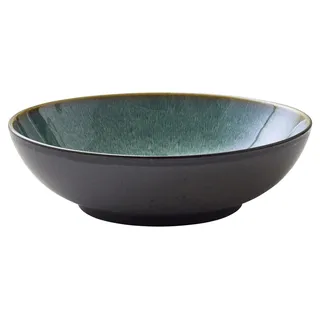 BITZ Salatschüssel, Schüssel/Schale aus Steinzeug, Spülmaschinenfest, Durchm. 24 cm, Schwarz/Grün