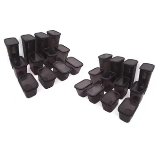 P & B Vorratsdosenset , Anthrazit , Kunststoff , 24-teilig , 1.3 l , BPA-frei , Deckel mit Sichtfenster, stapelbar , Küchenzubehör, Vorratsbehälter, Vorratsdosen