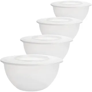4er Set Kunststoff Salatschüsseln Rührschüssel transparent mit Deckeln 5 Liter