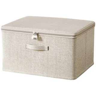 ACESOME Abschließbare Box, 45 x 35 x 26 cm Box Abschließbar, Aufbewahrungsbox Stoff, Baumwolle und Leinen Verschließbare box, Faltbare Kiste Abschließbar für Kleidung & Spielzeug
