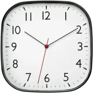 TFA Dostmann Moderne Quarz Wanduhr ohne Ticken, 60.3076, analog, 28cm, Sweep-Uhrwerk, minimalistisch, Wohnzimmer, Büro oder Küche, batteriebetrieben, für Zuhause, gut ablesbar, analog, schwarz