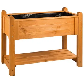 Hochbeet Premium mit Rollen aus Kiefernholz, Honig, 114 x 60 x 84,4 cm - Gelb