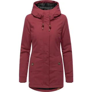 Winterjacke RAGWEAR "Winterjacke Monadena Parka YOUMODO", Damen, Gr. M, rot (wine rot), Obermaterial: 68% Baumwolle CO. 32% Nylon NY.  Obermaterial: Futter: 100% Polyester PES. 100% Polyester PES., figurbetont Po-bedeckend, hoch geschlossener Ausschnitt, verstellbar Rippstrickbündchen, Jacken Winterjacke, Warmer Kurzmantel mit Kapuze