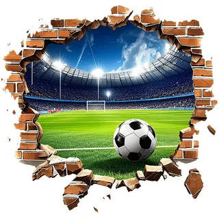 milaosk 3D Wandtattoo Fußball 58x56cm Durchbruch Wandaufkleber Junge Tapete Wandsticker für Teenager Kinderzimmer Jugendzimmer Schlafzimmer Deko Aufkleber